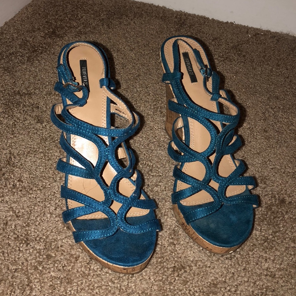 🆕 FXXII Teal Suede Wedges